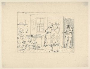 Sklaven verstecken ihren Herrn vor einer Suchmannschaft aus Confederate War Etchings, 1861-63
