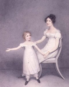 Lady Louth, Tochter des 13. Baron Dunsany, mit ihrer Tochter