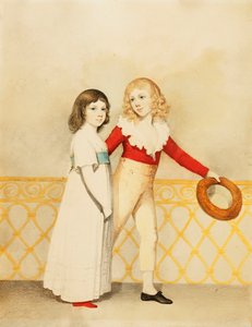 Porträt von William Bellingham Budworth und seiner Schwester Emma Mary, kleine Ganzfigur, auf einem Balkon, 1795 von Adam Buck
