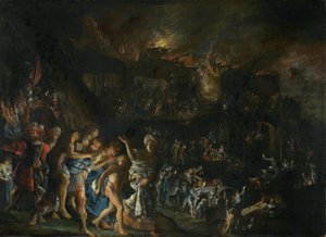 Der Brand von Troja von Adam Elsheimer