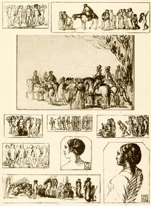 Reigentänze, Kopfstudien und Figurengruppen