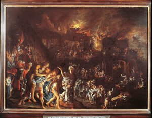 Die Verbrennung von Troja, ca. 1604 von Adam Elsheimer