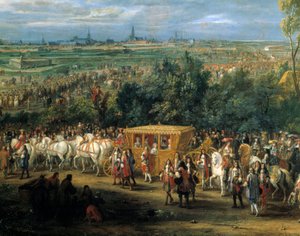 Einzug von König Ludwig XIV. und Königin Marie Thérèse am 30. Juli von Adam Frans van der Meulen
