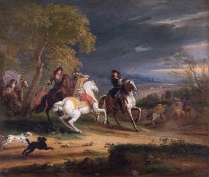 Französische Generäle kommen vor einer Stadt an