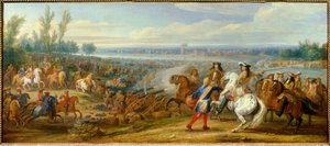 Holländischer Krieg: Der Übergang über den Rhein am 12.06.1672. Die Armeen von König Ludwig XIV. und Louis II. de Bourbon, Prinz von Condé, überqueren den Rhein bei Tolhuis. Gemälde von Adam Frans van der Meulen