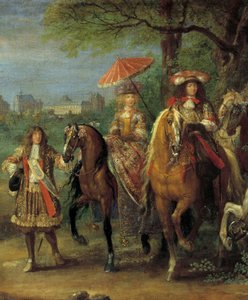 König Ludwig XIV. und Königin Marie-Therese von Österreich vor dem Schloss Vincennes 1669 (Detail)