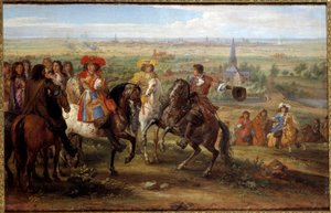 König Ludwig XIV. vor der Priorin von Fives bei der Belagerung von Lille im August 1667