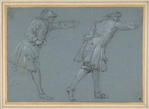 Studie von zwei Soldaten beim Fechten, 17. Jahrhundert