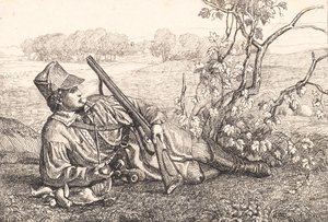 Landschaft mit einem ruhenden Jäger von Adam Müller