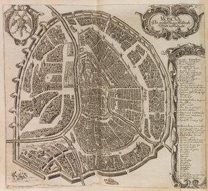 Karte von Moskau. Aus: Vermehrte Newe Beschreibung der Muscowitischen..., 1656