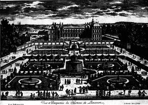 Château de la Rochefoucauld in Liancourt; Zeichnung von Perelle