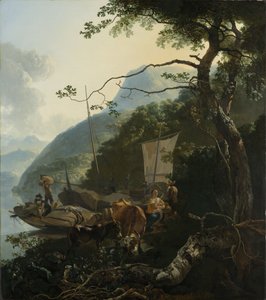 Bootsmänner am Ufer eines italienischen Sees, 1650-70