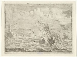Meeresansicht mit Schiff in Not von Adam Silo