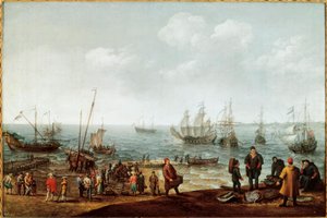 Strand mit Fischern