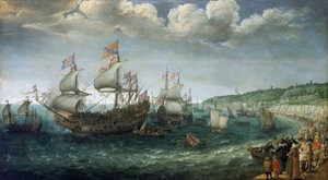 Einschiffung von Friedrich I. von Wittelsbach, Kurfürst der Pfalz, auf dem Schiff 