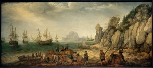 Wildziegenjagd an felsiger Meeresküste von Adam Willarts