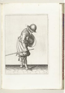 Die Übung mit Schild und Speer: Der Soldat legt den Speer neben seinen rechten Fuß auf den Boden (Nr. 16), 1618