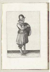Die Übung mit Schild und Speer: der Soldat zieht seinen Arm aus dem Riemen des Schildes (Nr. 25), 1618 von Adam van Breen