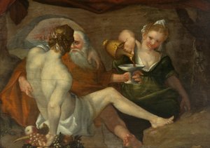 Lot und seine Töchter von Adam van Noort