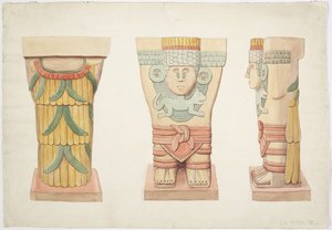 Karyatide II, äußere Kammer, Oberer Tempel der Jaguare (Tempel A), Chichen Itza, Mexiko von Adela Breton