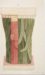 Karyatide aus der äußeren Kammer, Tempel A, Ballspielplatztempel, Chichen Itza, Mexiko von Adela Breton