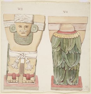 Karyatide aus der äußeren Kammer, Tempel A, Ballspielplatz, Chichen Itza, Mexiko von Adela Breton