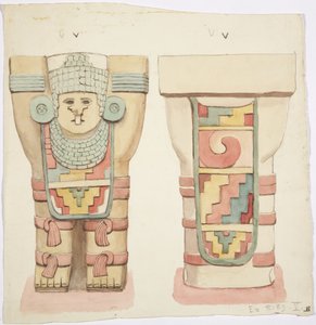 Karyatide aus der äußeren Kammer, Tempel A, Ballspielplatz, Chichen Itza, Mexiko von Adela Breton