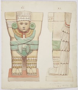 Karyatide aus der äußeren Kammer, Tempel A, Ballspielplatz, Chichen Itza, Mexiko von Adela Breton