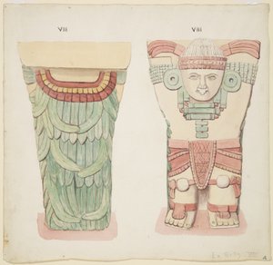 Karyatide aus der äußeren Kammer, Tempel A, Ballspielplatz, Chichen Itza, Mexiko von Adela Breton