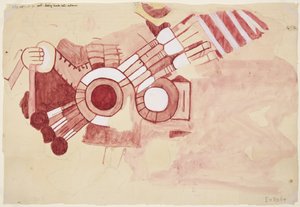 Kopie eines Fragmentes eines Gemäldes aus der Casa de Barrios, Teopancaxco, Teotihuacan, Bundesstaat Mexiko von Adela Breton