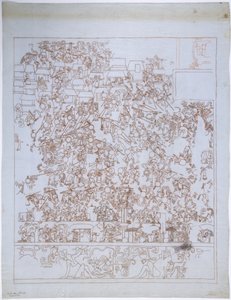 Kopie eines Wandgemäldes, Oberer Tempel der Jaguare, Südende, Westwand, Oberer Tempel der Jaguare, Chichen Itza, Mexiko von Adela Breton