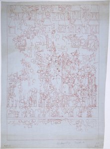 Zeichnung der Südwand, Oberer Tempel der Jaguare, Chichen Itza, Mexiko von Adela Breton