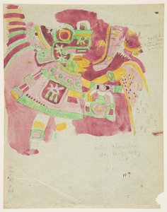 Gemälde eines Freskos aus der äußeren Kammer, Penafiel, Teotihuacan, Mexiko von Adela Breton