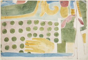Gemälde eines Teils eines Wandgemäldes, das Menschenopfer darstellt, über der inneren Tür, innere Kammer, Oberer Tempel der Jaguare, Chichen Itza von Adela Breton
