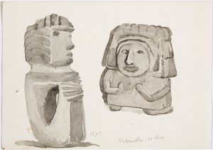 Steinfiguren in Papantla, Mexiko von Adela Breton