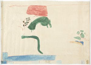 Abzeichnung eines Wandgemäldes aus Chichen Itza, Mexiko von der Ostwand, innere mittlere Kammer, Oberer Tempel der Jaguare, Großer Ballspielplatz von Adela Breton