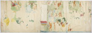 Abzeichnung eines Wandgemäldes vom Nordpanel, Westwand, Oberer Tempel der Jaguare, Chichen Itza, Mexiko von Adela Breton