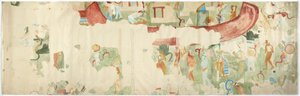 Abzeichnung einer Wandmalerei von der Nordwestwand, innere Kammer, Oberer Tempel der Jaguare, Chichen Itza, Mexiko