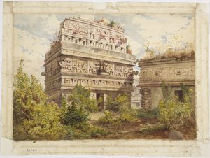 Ruinen von Chichen Itza, Yucatan, Mexiko, zeigt die Westfassade der Iglesia