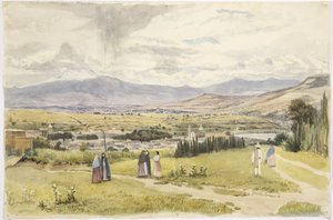 Blick auf Tlaxcala und Ixtaccihuatl in Mexiko von Adela Breton