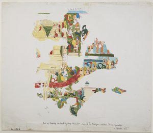 Wandmalerei aus einer Gruft in einer großen Kammer im Casa de Monjas, Chichen Itza, Yucatan, Mexiko