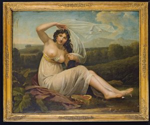 Junge Frau, die in einer Landschaft sitzt von Adèle Varillat
