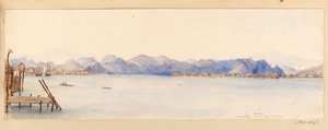 Borneo - Blick auf den Fluss von unserem Haus aus, aus dem Westindien-, Nordamerika- und Borneo-Sammelalbum, ca. 1845