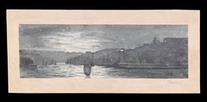 Die Mündung des Tyne, mit North und South Shields, bei Mondlicht, um 1840 von Admiral Sir Edward Gennys Fanshawe