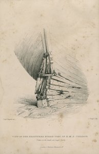 Ansicht des gebrochenen Heckpfostens der H.M.S. Terror: am Strand von Lough Swilly aufgenommen von Admiral William Henry Smyth