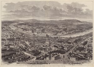 Vogelperspektive von Basel, Schweiz (Gravur) von Adolf Eltzner