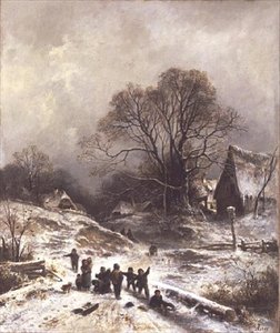 Kinder spielen im Schnee von Adolf Heinrich Lier