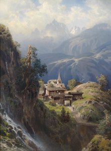 Dorf in den Berner Alpen von Adolf Mosengel