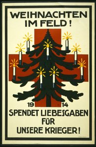 Weihnachtskampagne des Deutschen Roten Kreuzes mit der Bitte um Pakete für die Frontsoldaten, veröffentlicht in München