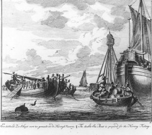 „Ein doppeltes Seeschiff wird für den Heringsfang ausgerüstet“ (Nr. 6 aus der Serie Heringsfang) von Adolf van der Laan